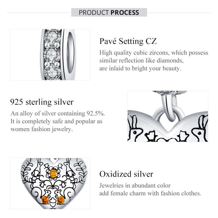 S925 Sterling Silver Vine Pine Cone Heart Shaped Squirrel Pendant DIY Bracelet Necklace Accessories