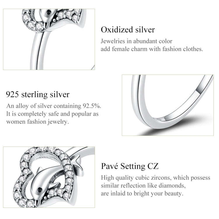 S925 Sterling Silver Dolphin Genie Women Open Ring Jewelry, Size:6