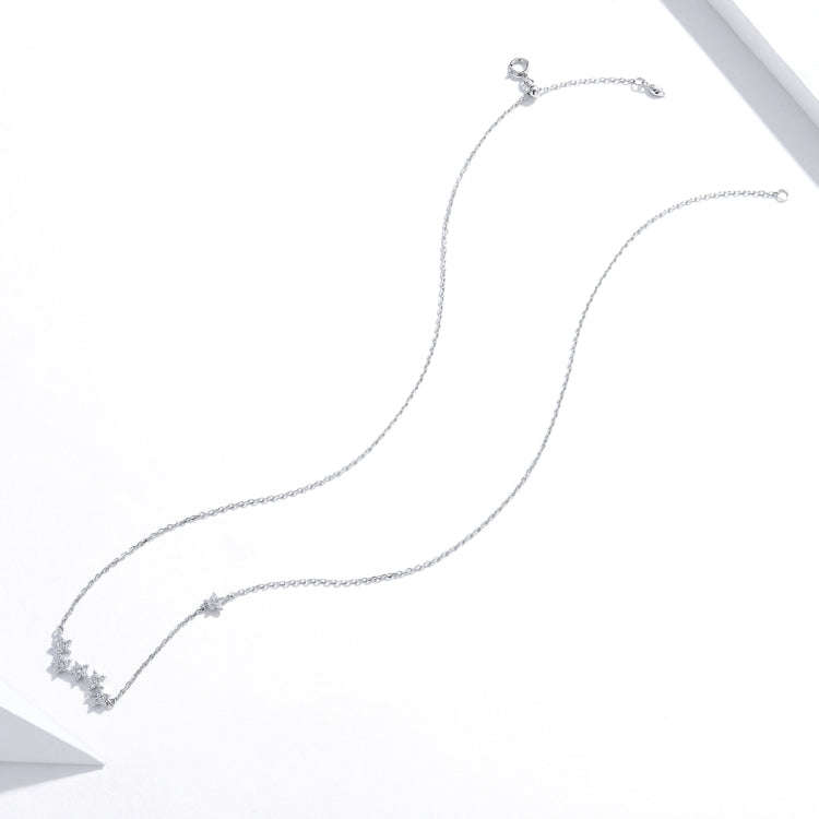 S925 Sterling Silver Brilliant Stars Women Nacklace Jewelry