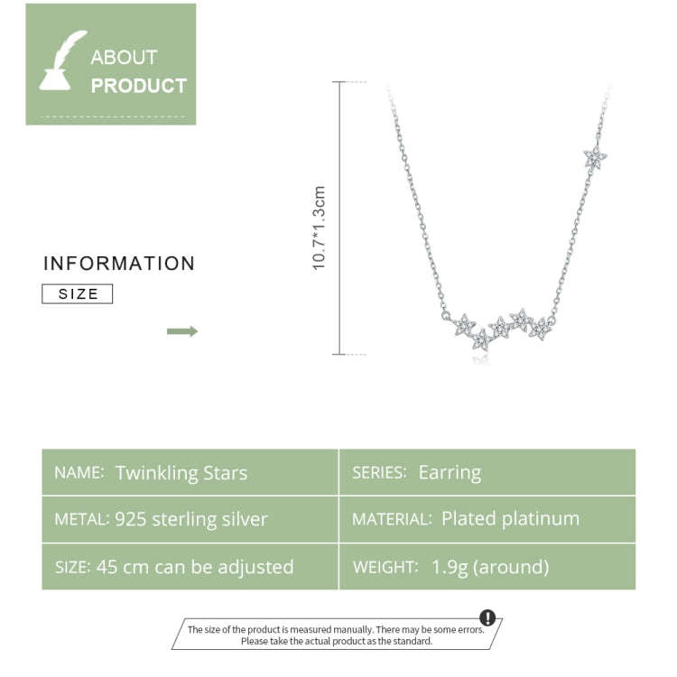 S925 Sterling Silver Brilliant Stars Women Nacklace Jewelry