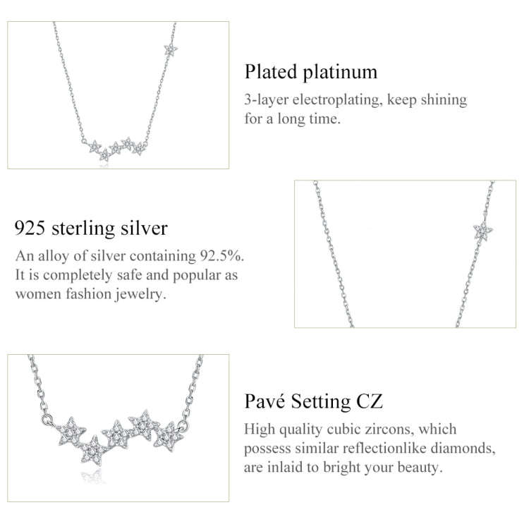 S925 Sterling Silver Brilliant Stars Women Nacklace Jewelry