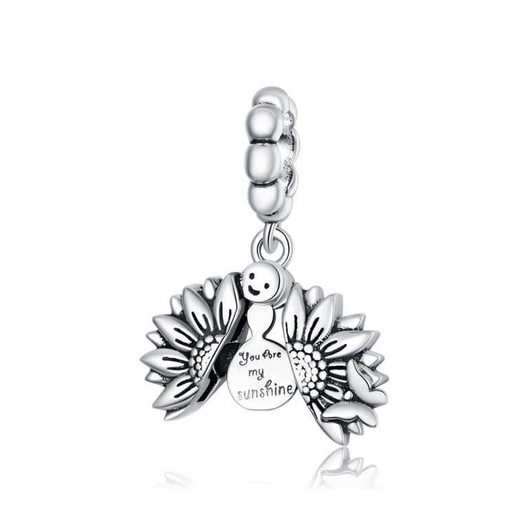 S925 Sterling Silver Smiling Face Sunflower Pendant DIY Bracelet Necklace Accessories