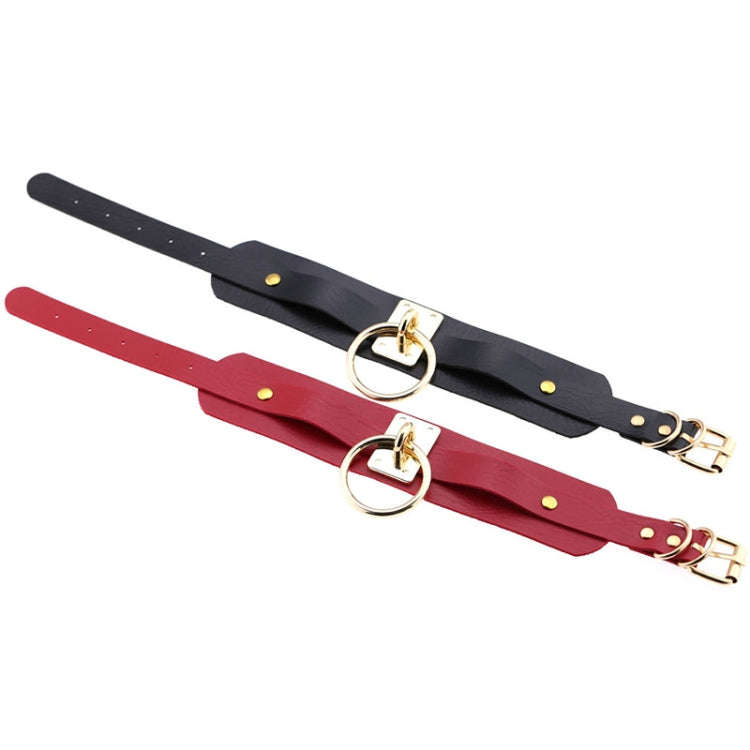 European and American Harajuku PU Leather Gold Single Ring Collar Wide Street-Snap Nightclub O-sh...