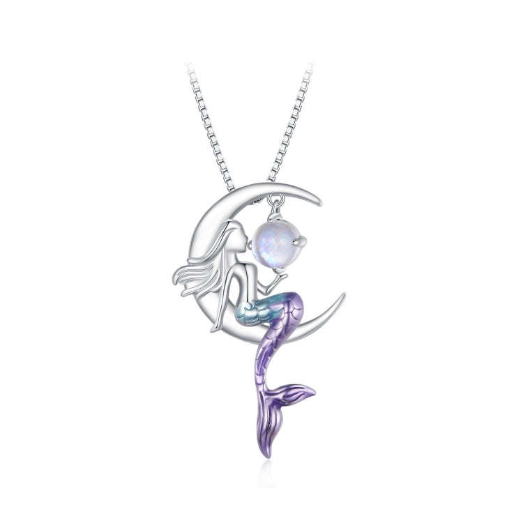 BSN338 Sterling Silver S925  Moonstone Mermaid Necklace