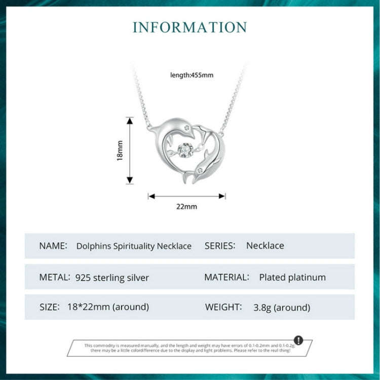 BSN340 Sterling Silver S925  Zircon Cute Dolphin Necklace