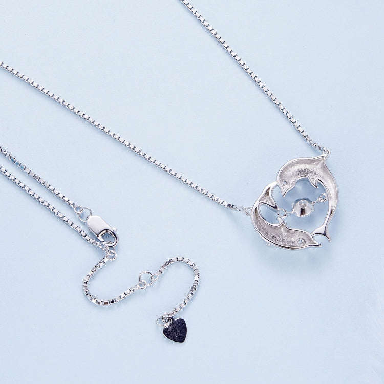 BSN340 Sterling Silver S925  Zircon Cute Dolphin Necklace