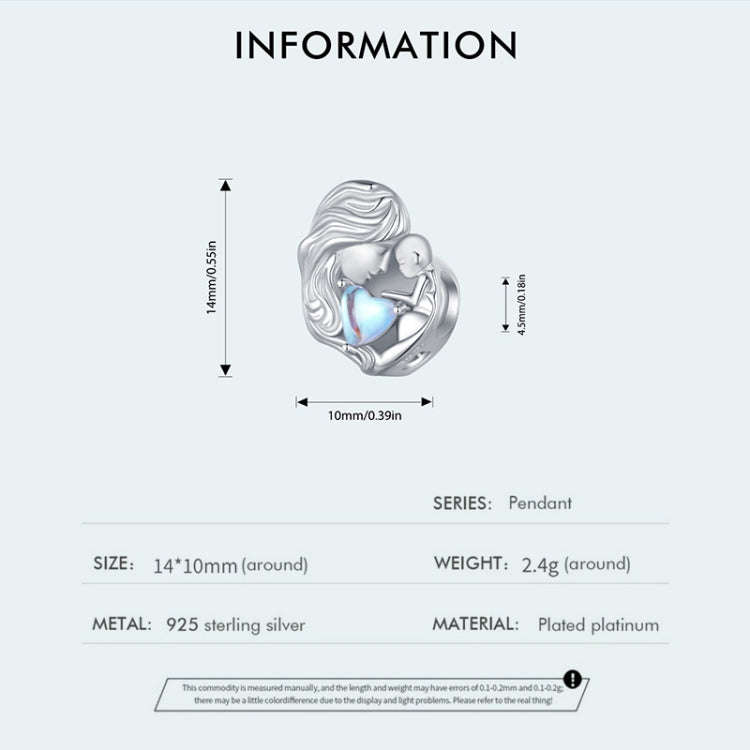 SCC2539 S925 Sterling Silver Necklace Pendant Accessories Heart Shape Parent-child Mother Love DI...