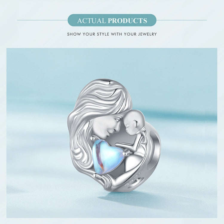 SCC2539 S925 Sterling Silver Necklace Pendant Accessories Heart Shape Parent-child Mother Love DI...