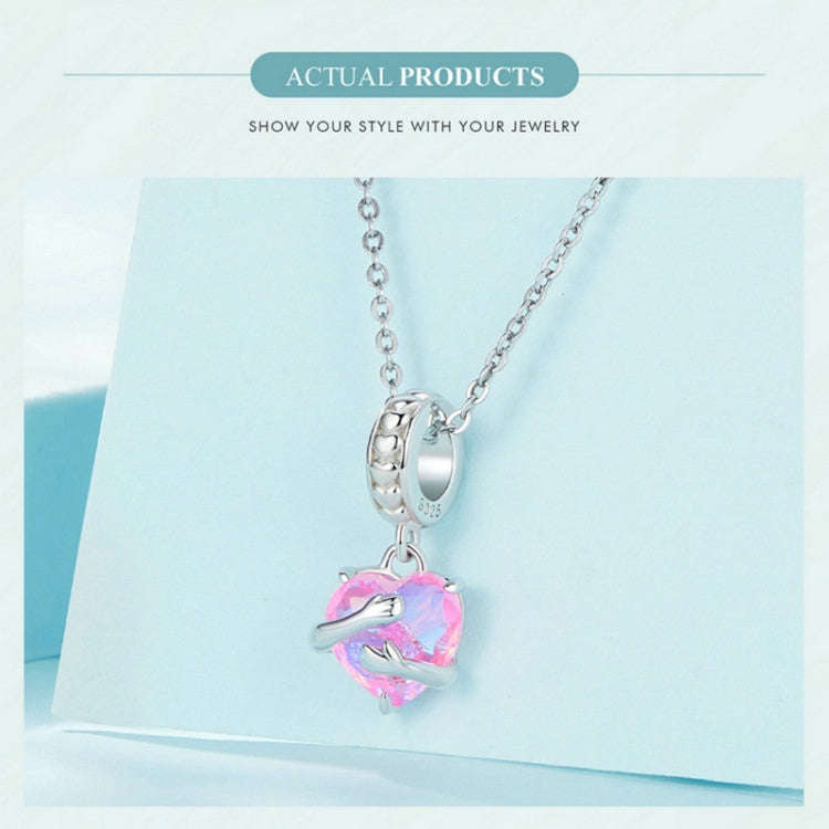 SCC2540 S925 Sterling Silver Necklace Pendant Accessories Heart Shape Hug DIY Bracelet Beads