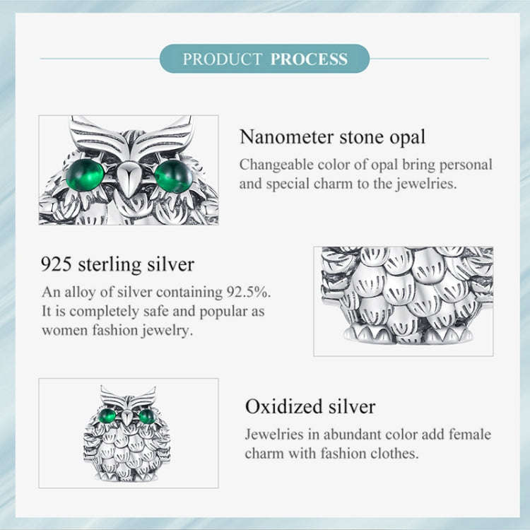 SCC2542 S925 Sterling Silver Necklace Pendant Accessories Exquisite Owl DIY Bracelet Beads