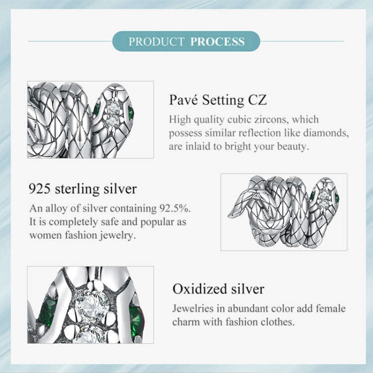 SCC2549 S925 Sterling Silver Coiled Snake Pendant Accessories DIY Bracelet Beads