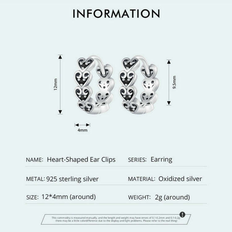 SCE1613 Sterling Silver S925 Black Heart Shape Earrings