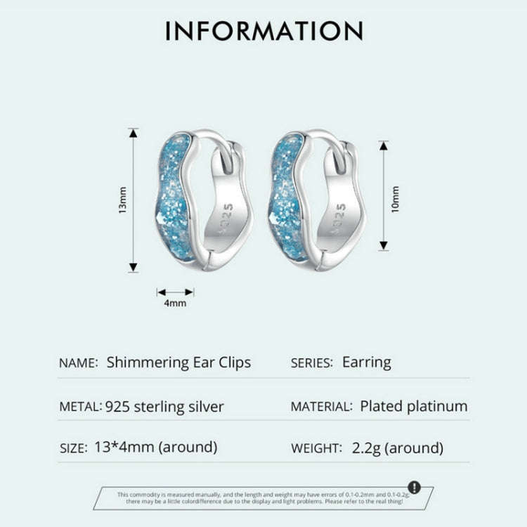 SCE1614 Sterling Silver S925 Blue Sparkling Wave Earrings