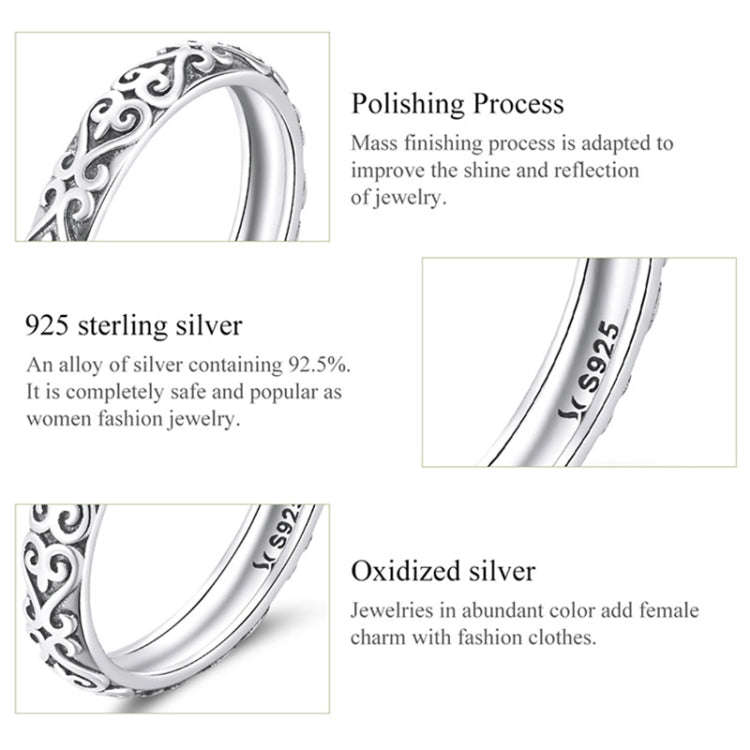 SCR776-10 Sterling Silver S925 Vintage Embossed Pattern Ring