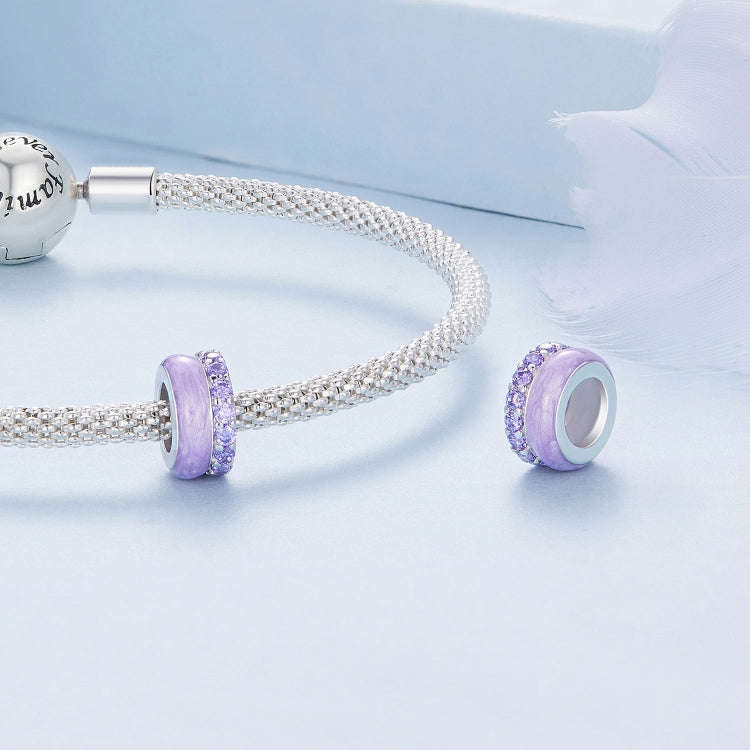 BSC883-VT S925 Sterling Silver Dual Layer Silicone Bead Pendant Accessories DIY Bracelet Beads(Pu...