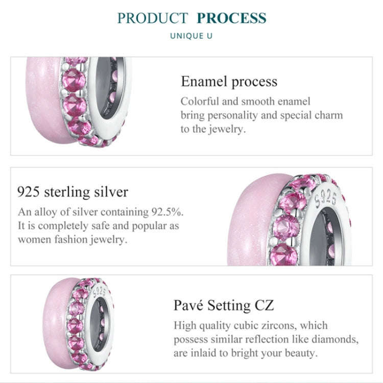 BSC883-VT S925 Sterling Silver Dual Layer Silicone Bead Pendant Accessories DIY Bracelet Beads(Pu...