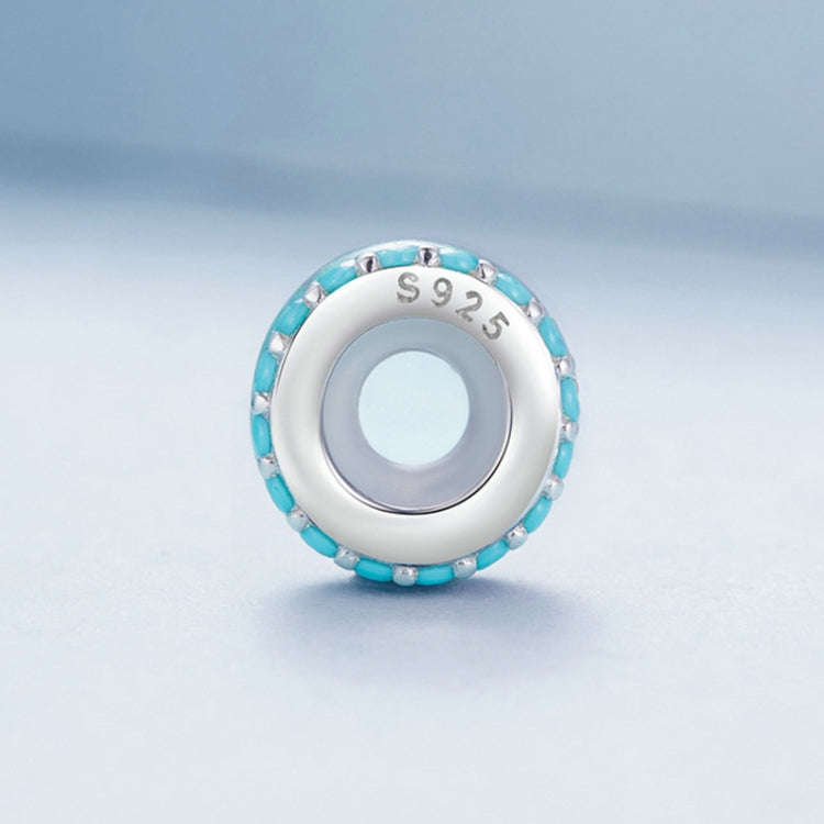 BSC883-VT S925 Sterling Silver Dual Layer Silicone Bead Pendant Accessories DIY Bracelet Beads(Pu...