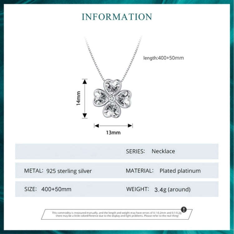 BSN334 Sterling Silver S925  Lucky Clover Pendant Necklace