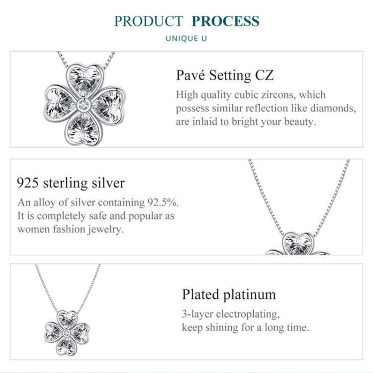 BSN334 Sterling Silver S925  Lucky Clover Pendant Necklace