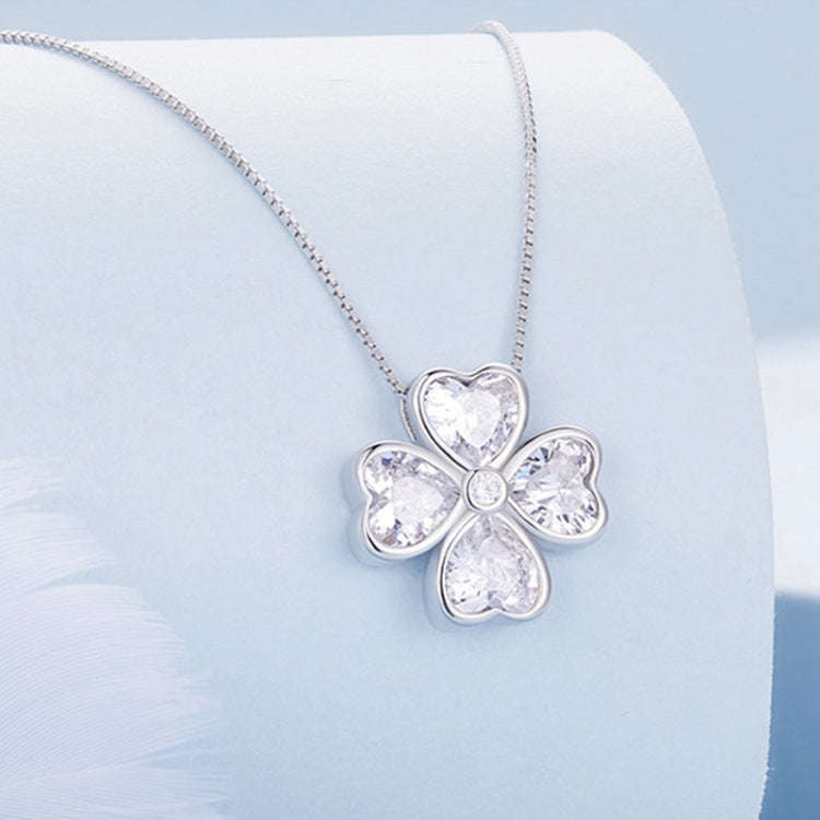 BSN334 Sterling Silver S925  Lucky Clover Pendant Necklace