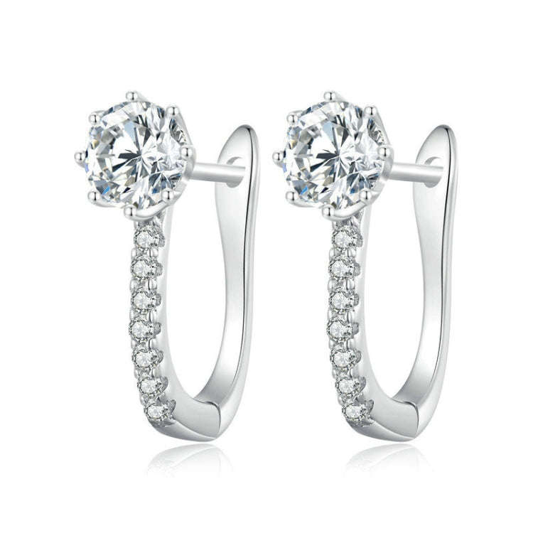 BSE856 Sterling Silver S925  Simple Zircon Earrings