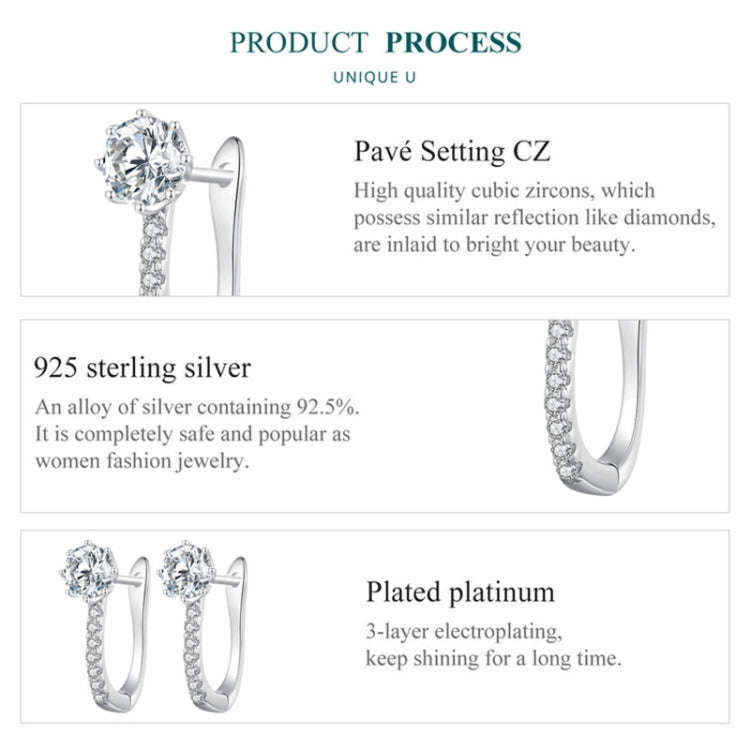 BSE856 Sterling Silver S925  Simple Zircon Earrings