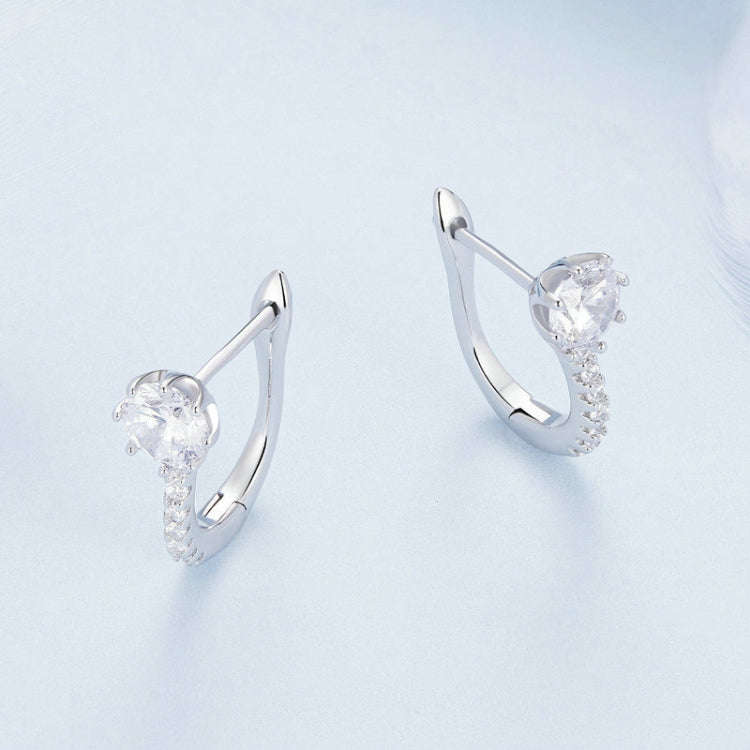 BSE856 Sterling Silver S925  Simple Zircon Earrings