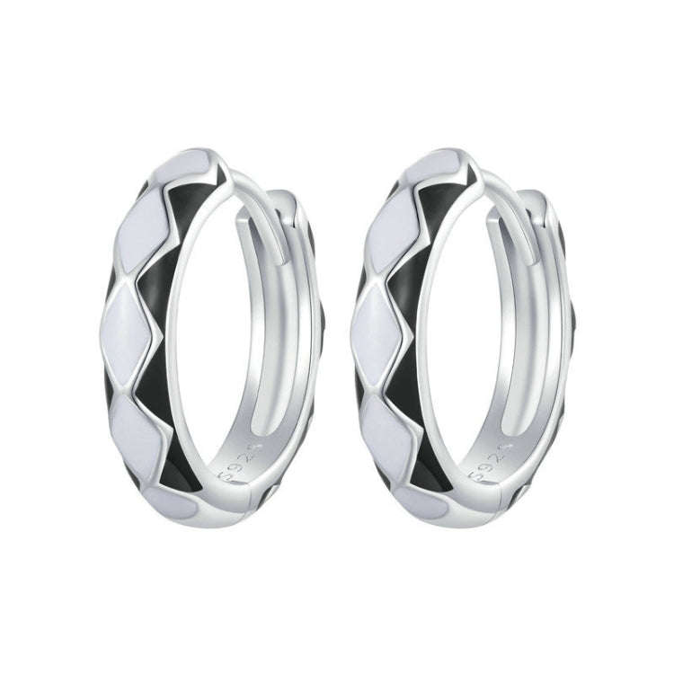 SCE1611-BK Sterling Silver S925  Fashion Rhombus Earrings(Black)