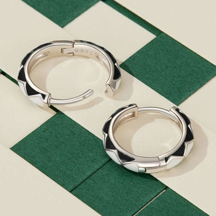 SCE1611-BK Sterling Silver S925  Fashion Rhombus Earrings(Black)