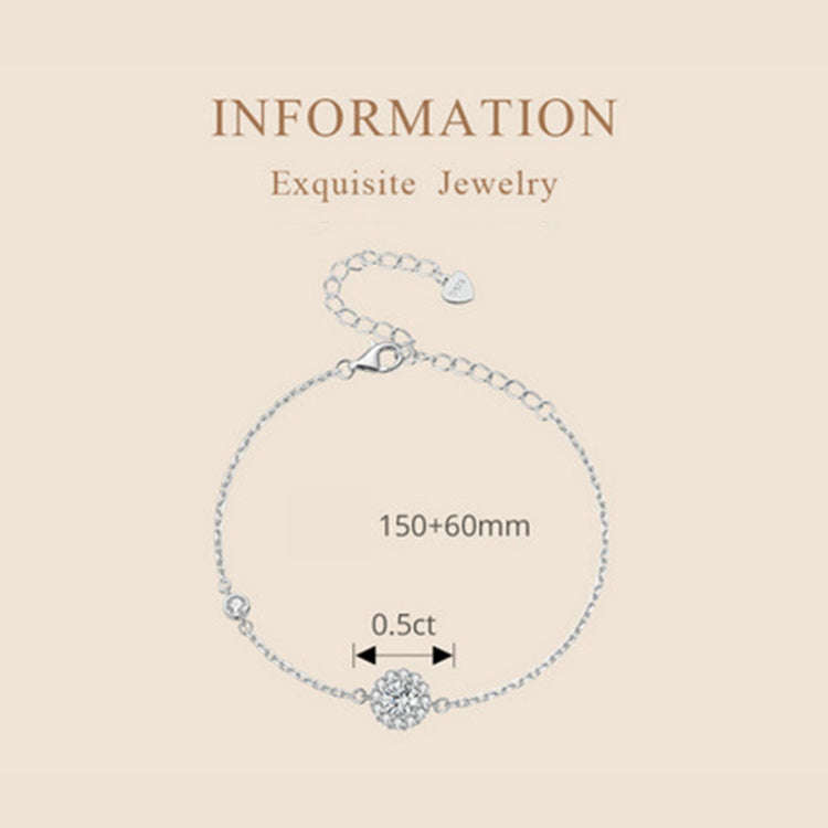 MSB007 Sterling Silver S925  Zircon Moissanite Simple Bracelet