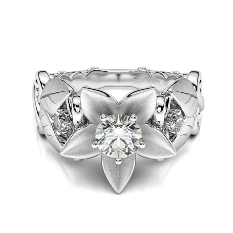 Fashion Rose with Diamond Women Wedding Ring, Ring Size:9