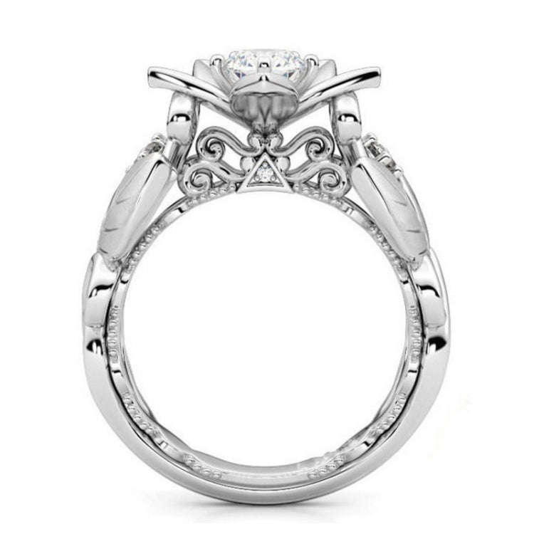Fashion Rose with Diamond Women Wedding Ring, Ring Size:9