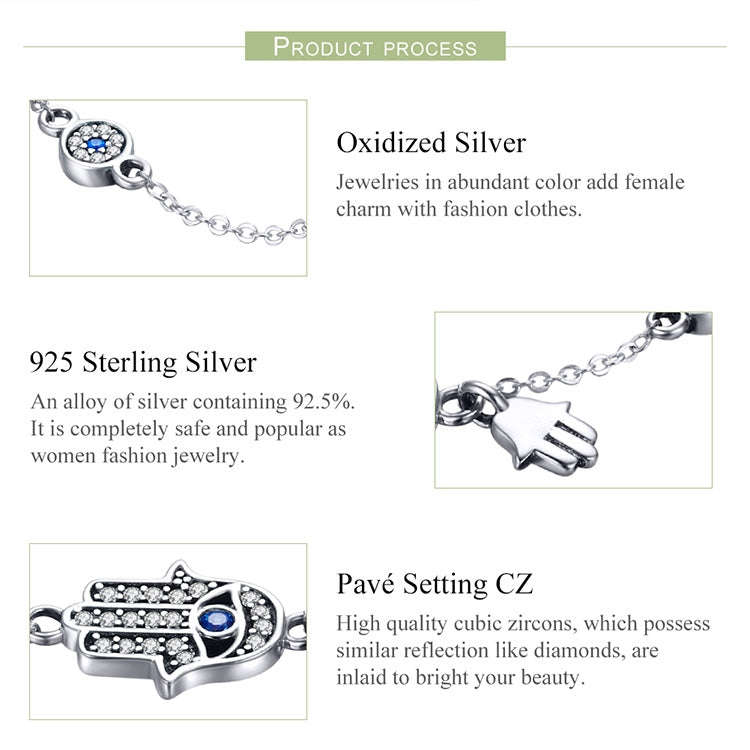Hand of Fatima S925 Sterling Silver Bracelet
