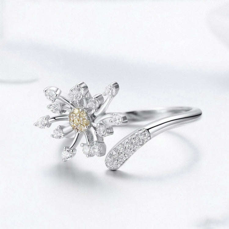 Dandelion Love Inlaid Zircon Ring S925 Sterling Silver Lady Ring
