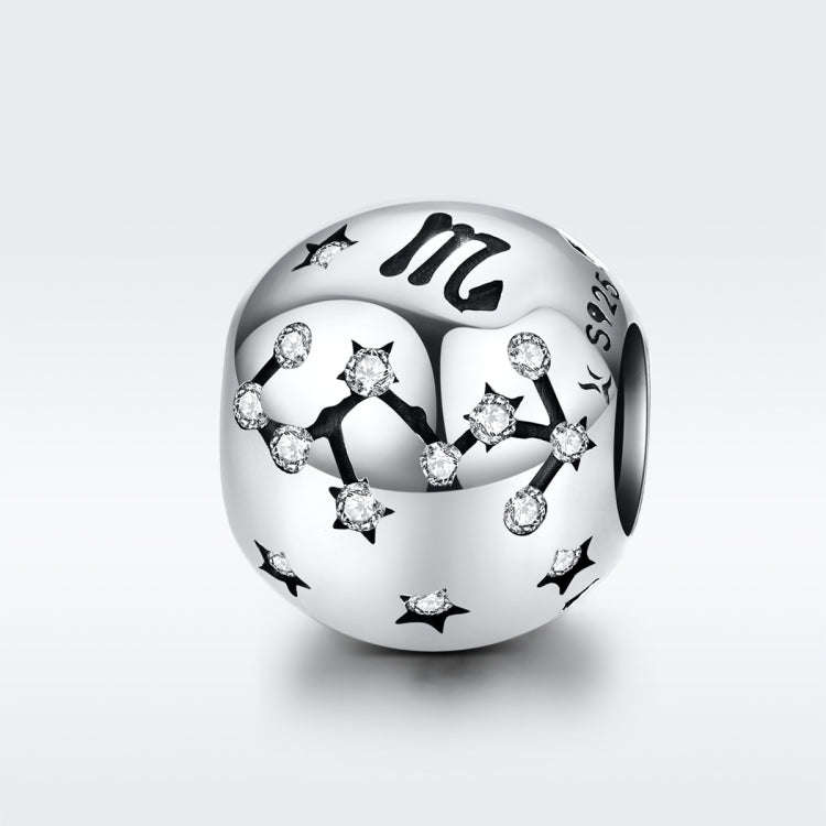 S925 Sterling Silver Twelve Constellation Beaded DIY Bracelet Accessories Jewelry Silver Beads, S...