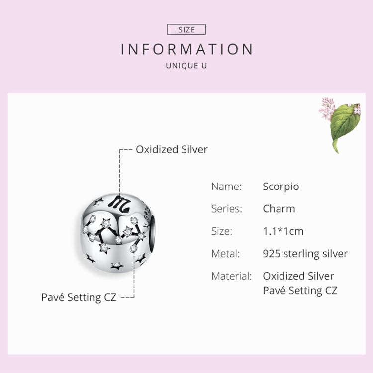 S925 Sterling Silver Twelve Constellation Beaded DIY Bracelet Accessories Jewelry Silver Beads, S...