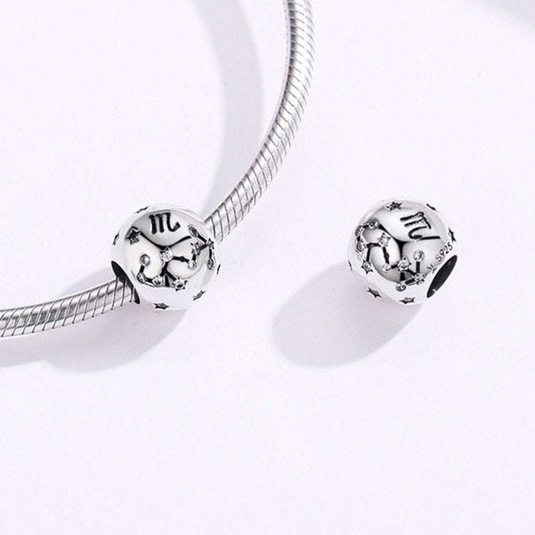 S925 Sterling Silver Twelve Constellation Beaded DIY Bracelet Accessories Jewelry Silver Beads, S...