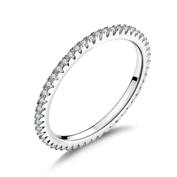 S925 Sterling Silver Ladies Fashion Ring Diamond Simple Ring, Size: 6