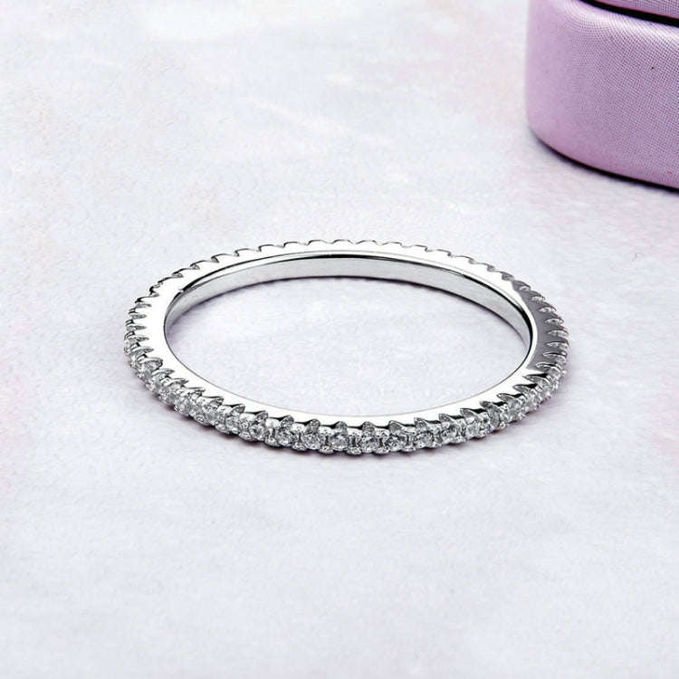 S925 Sterling Silver Ladies Fashion Ring Diamond Simple Ring, Size: 6