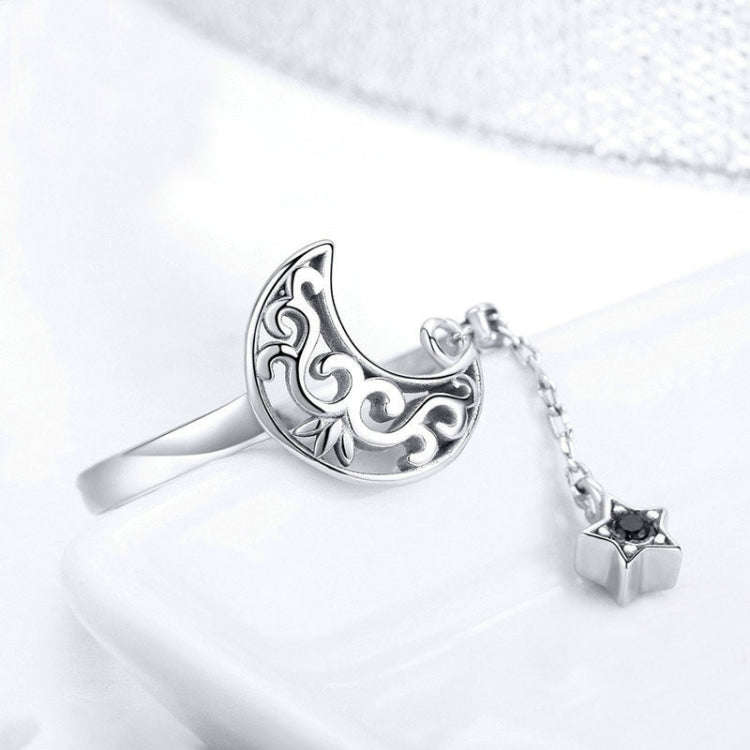 S925 Sterling Silver Ring Starlight Moon Sky Open Ring