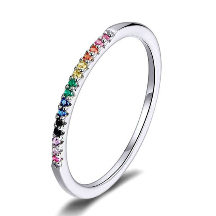 Sterling Silver Ring S925 Colored Zircon Ring, Size:6
