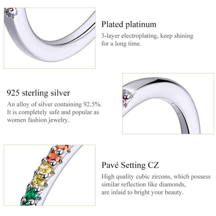 Sterling Silver Ring S925 Colored Zircon Ring, Size:6