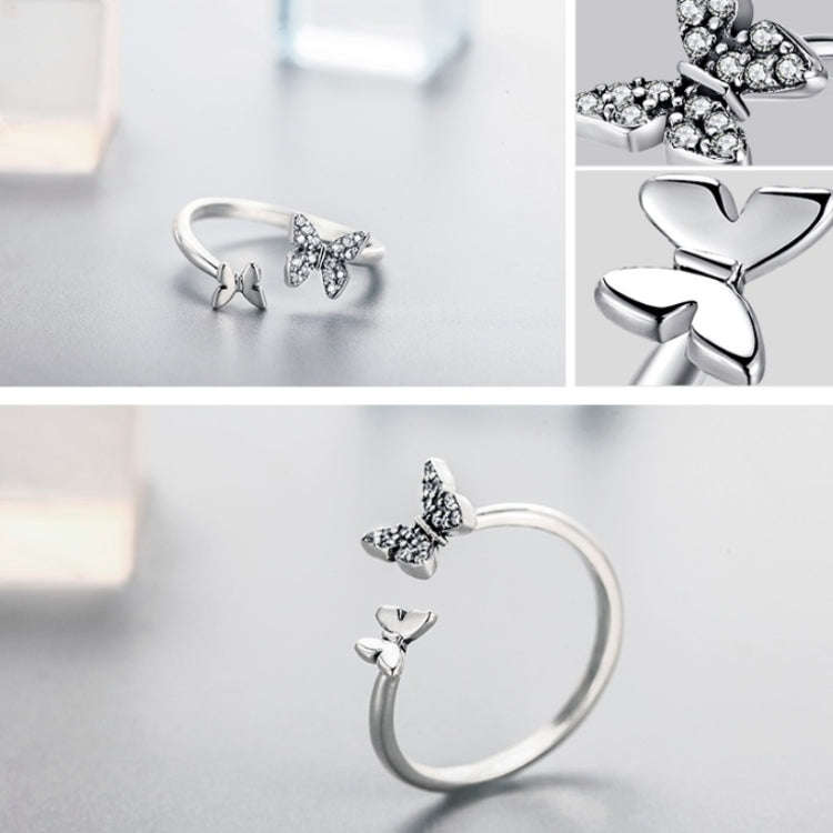 Flying Butterfly S925 Female Sterling Silver Zircon Ring