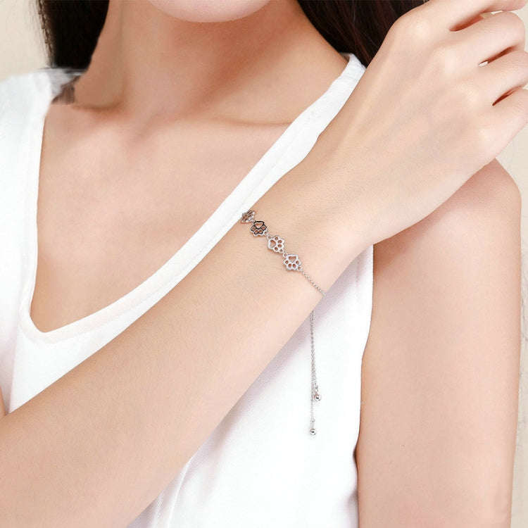 Cute Pet Claw Mark Bracelet S925 Sterling Silver Animal Drip Bracelet