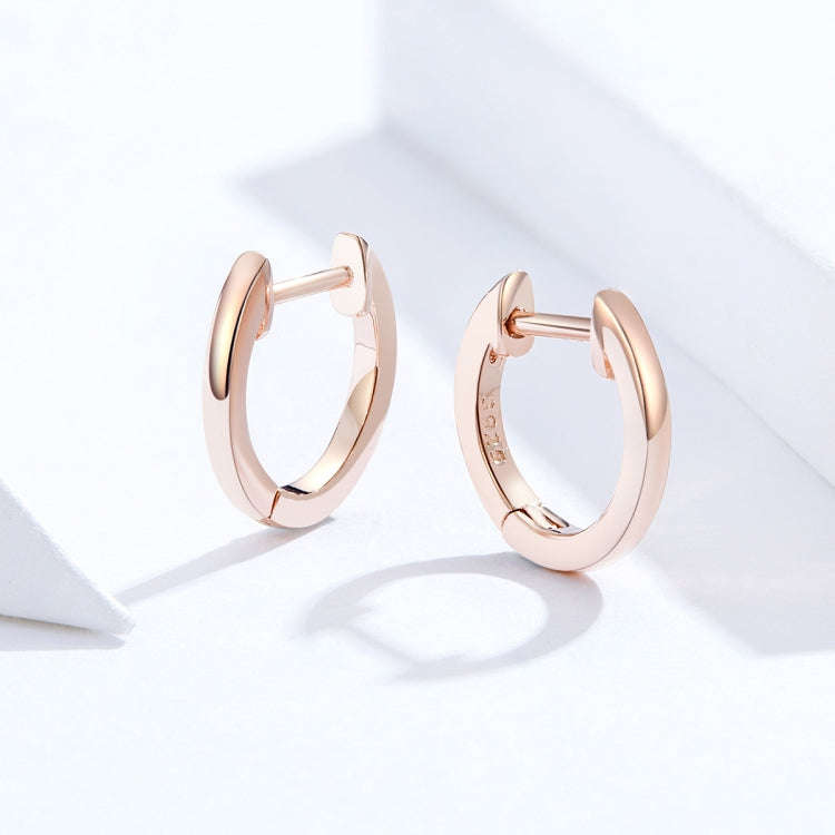 Simple Earrings Sterling Silver S925 Earrings Ear Buckles, Color:Rose Gold