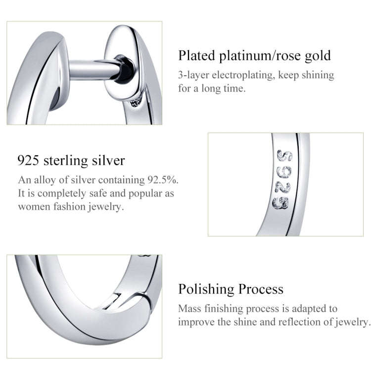 Simple Earrings Sterling Silver S925 Earrings Ear Buckles, Color:Rose Gold