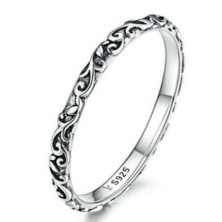 Vintage Pattern Sterling Silver Ring S925 Fashion Pattern Ring, Size:8 US Size