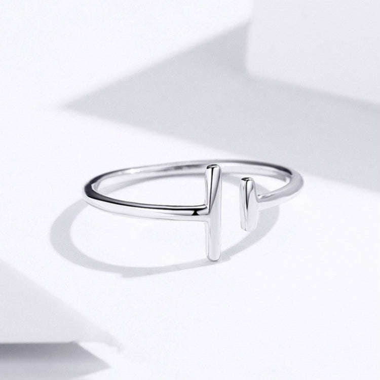 S925 Sterling Silver Ring Parallel Line Open Ring Fashion Platinum Plated Ring