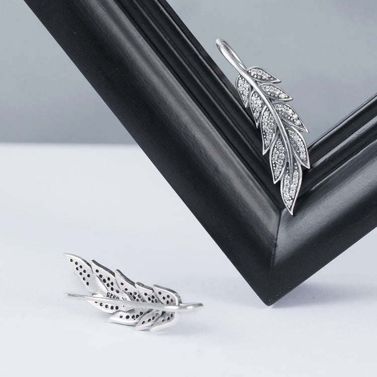 Diamond Leaf Silver Earrings Female S925 Sterling Silver Earrings