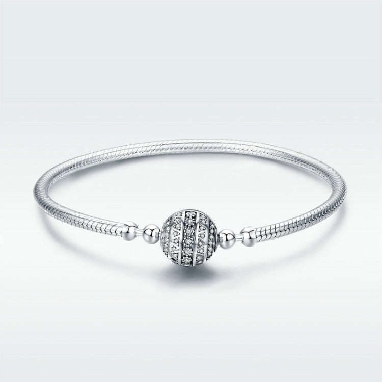 Exquisite Life S925 Sterling Silver Bangle Bracelet Inlaid with Gems, Size:19cm